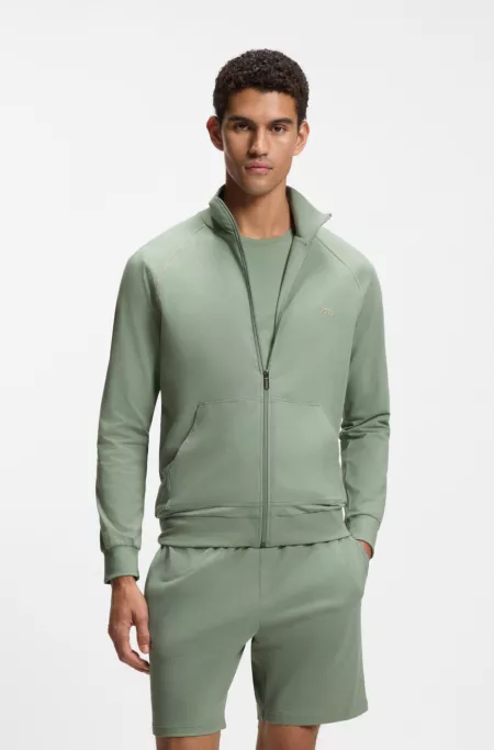 Veste zippée en coton stretch avec logo brodé