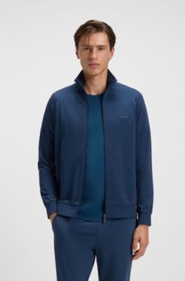 Veste zipp&eacute;e en coton stretch avec logo brod&eacute;, bleu clair