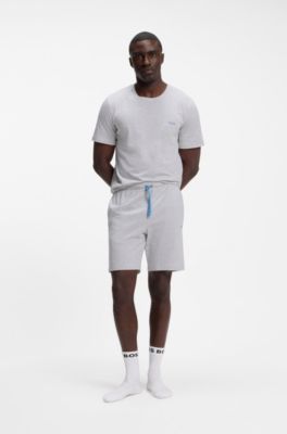 Stretch-cotton T-shirt with embroidered logo, Light Grey