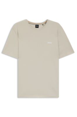 Stretch-cotton T-shirt with embroidered logo, Light Grey