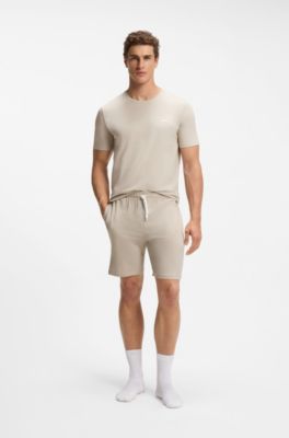 Stretch-cotton T-shirt with embroidered logo, Light Grey