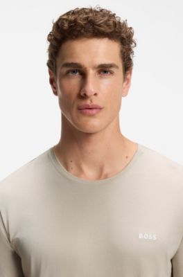 Logo-embroidered T-shirt in stretch cotton, Light Grey