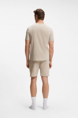 T-shirt i bomullsstretch med broderad logga, Ljusgr&aring;