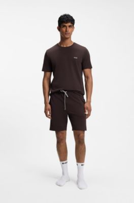 T-shirt en coton stretch &agrave; logo brod&eacute;, Marron fonc&eacute;