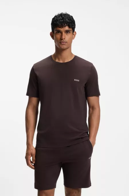 T-shirt en coton stretch à logo brodé
