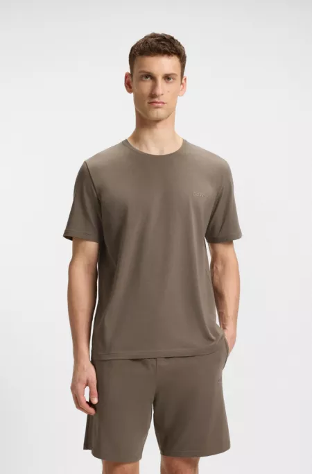 T-shirt en coton stretch à logo brodé