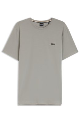 Boss Uomo Grigio Chiaro T-Shirt In Cotone Elasticizzato