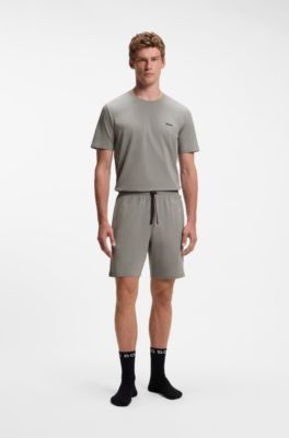 Logo-embroidered T-shirt in stretch cotton, Light Grey