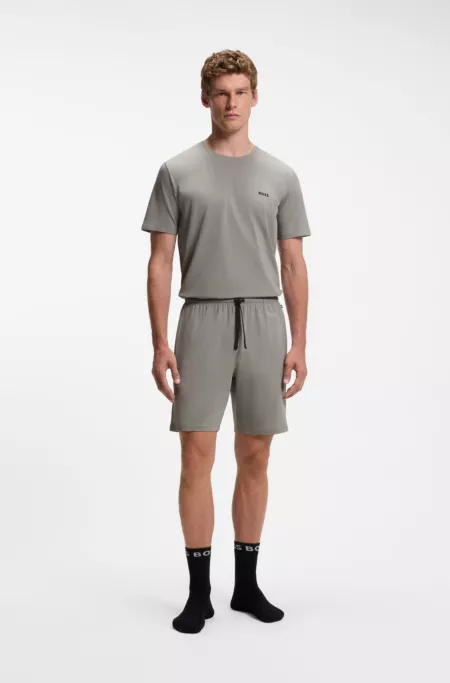 T-shirt en coton stretch à logo brodé