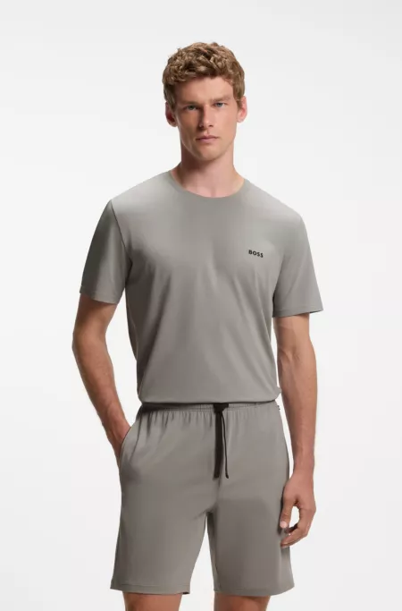 T-shirt en coton stretch à logo brodé