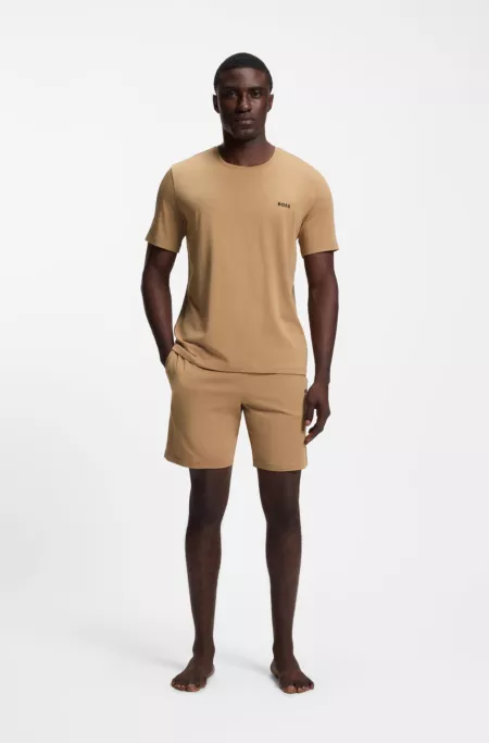 Stretch-cotton T-shirt with embroidered logo