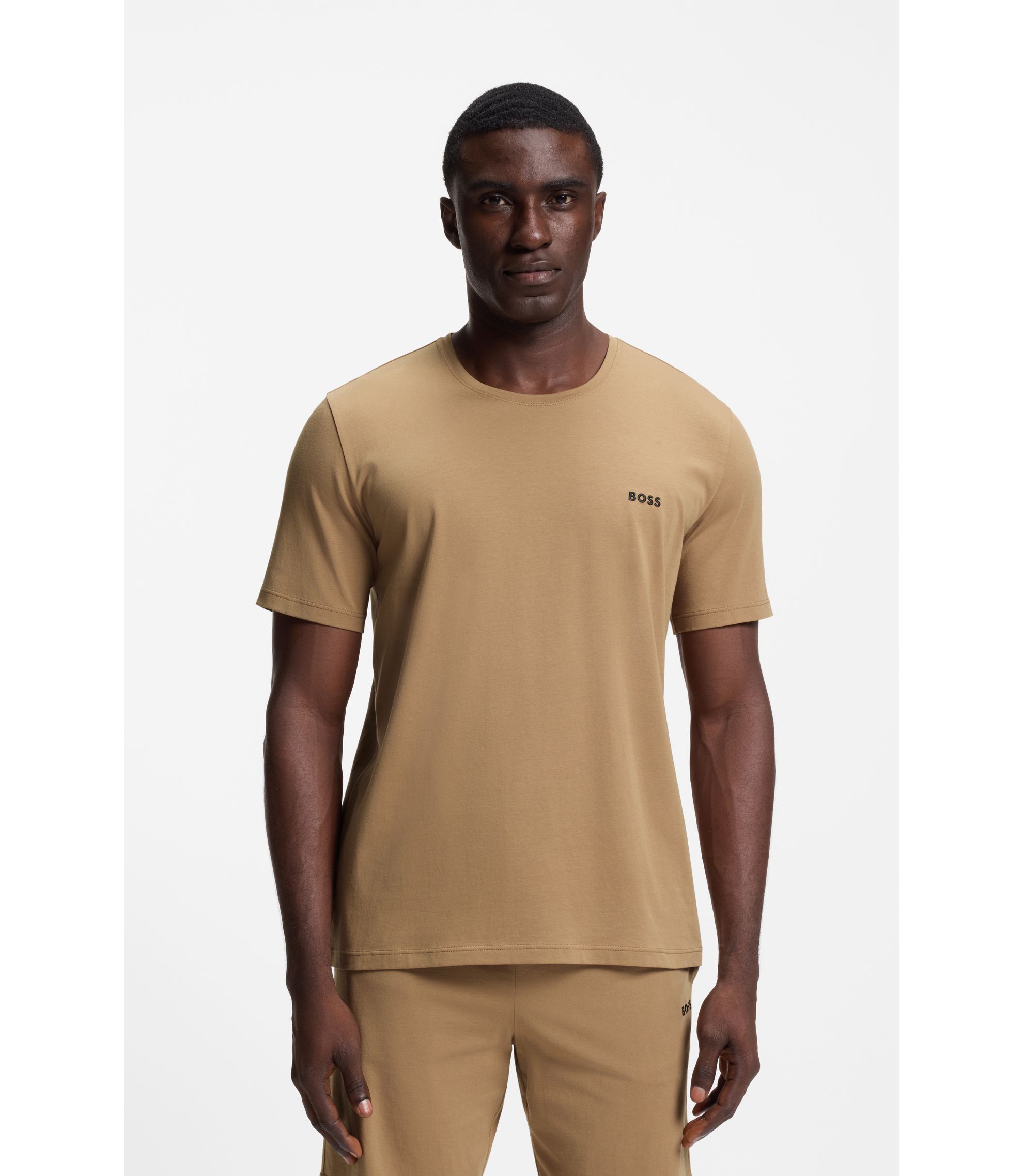 T-Shirt aus Stretch-Baumwolle mit Logo-Stickerei