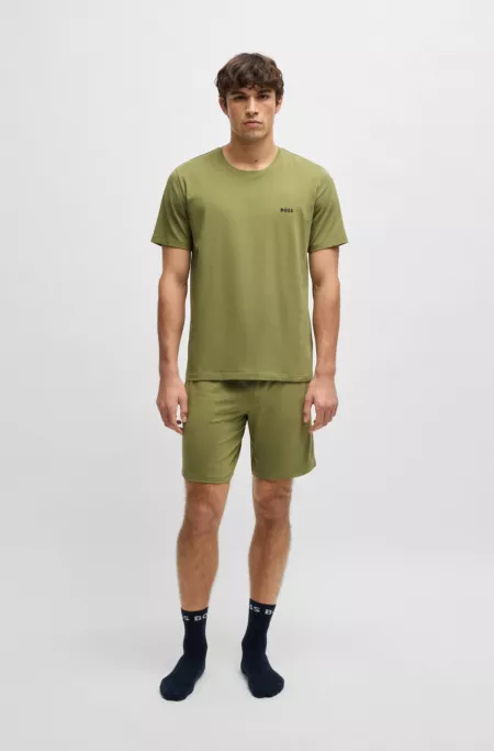 Stretch-cotton regular-fit T-shirt with embroidered logo