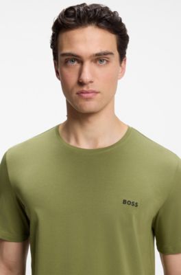 Logo-embroidered T-shirt in stretch cotton, Green