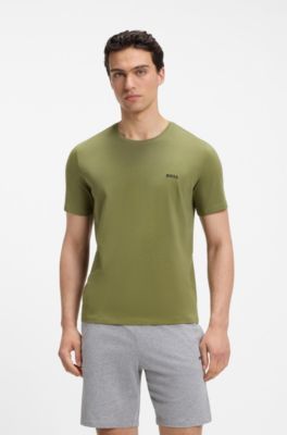 Logo-embroidered T-shirt in stretch cotton, Green