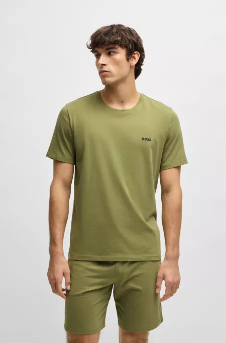 Stretch-cotton regular-fit T-shirt with embroidered logo