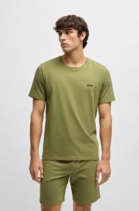 Regular-Fit T-Shirt aus Stretch-Baumwolle mit Logo-Stickerei, Grün
