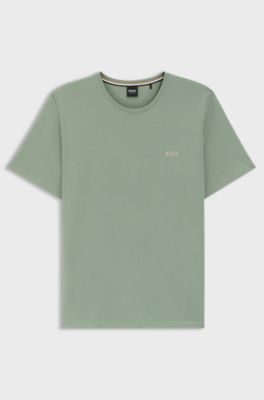 Stretch-cotton T-shirt with embroidered logo, Light Green
