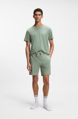Logo-embroidered T-shirt in stretch cotton, Light Green