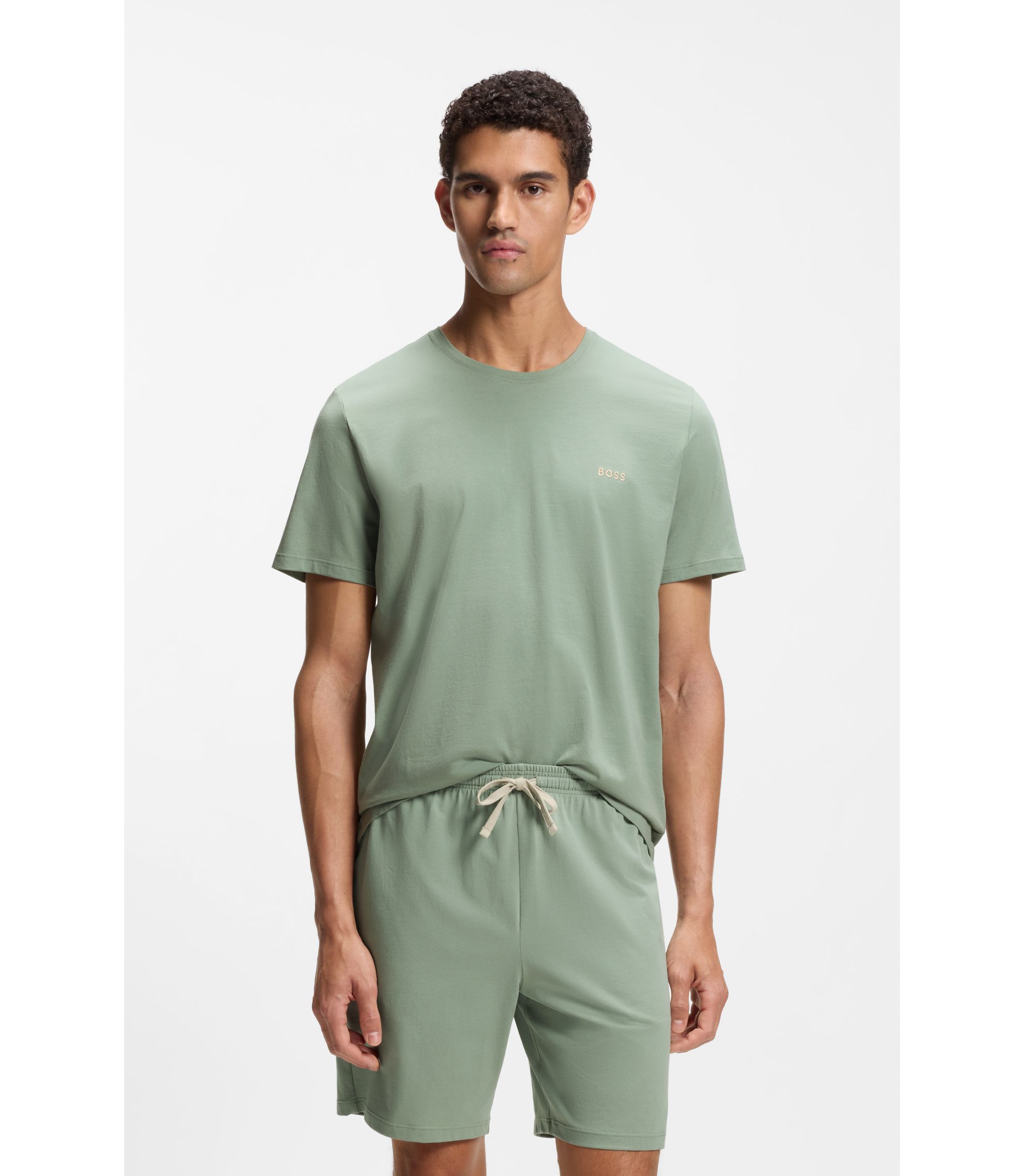 T-Shirt aus Stretch-Baumwolle mit Logo-Stickerei