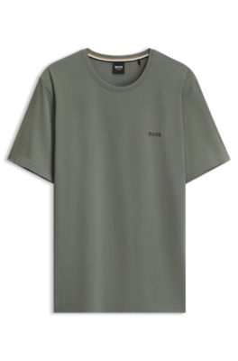 Logo-embroidered T-shirt in stretch cotton, Green