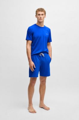 ストレッチコットン Tシャツ ロゴエンブロイダリー, ブルー