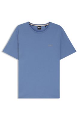 Camiseta de algod&oacute;n el&aacute;stico con logo bordado, Azul