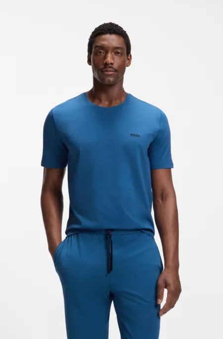 Stretch-cotton T-shirt with embroidered logo