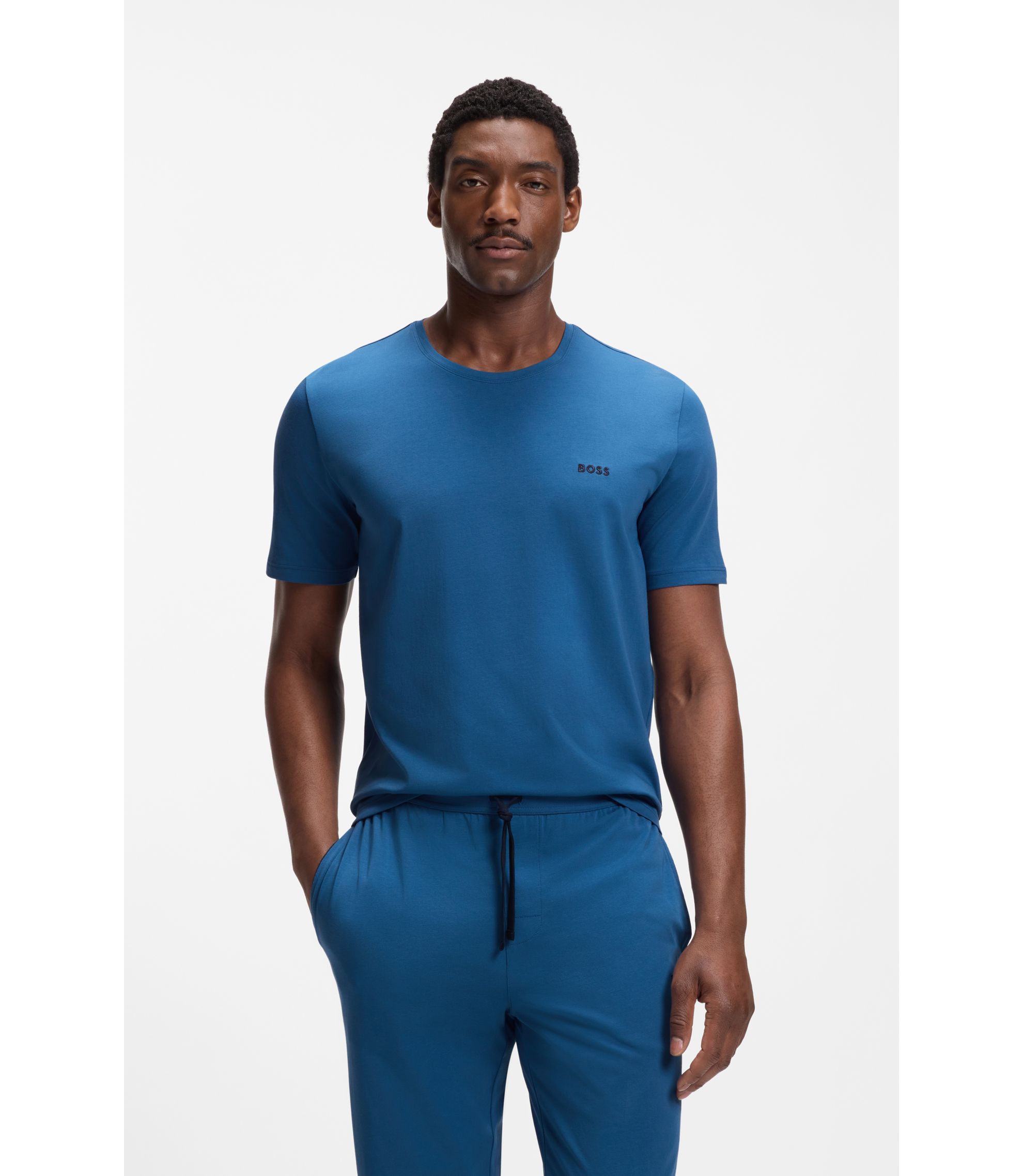 T-Shirt aus Stretch-Baumwolle mit Logo-Stickerei