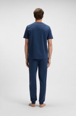 Stretch-cotton T-shirt with embroidered logo, Light Blue