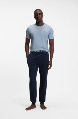 Maglia in cotone elasticizzato con logo ricamato, Celeste