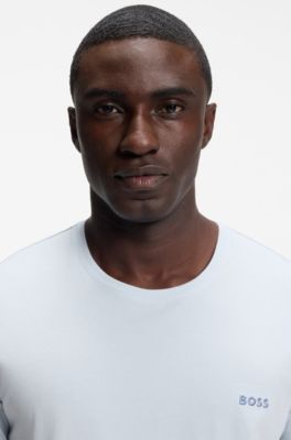 Camiseta de algod&oacute;n el&aacute;stico con logo bordado, Celeste