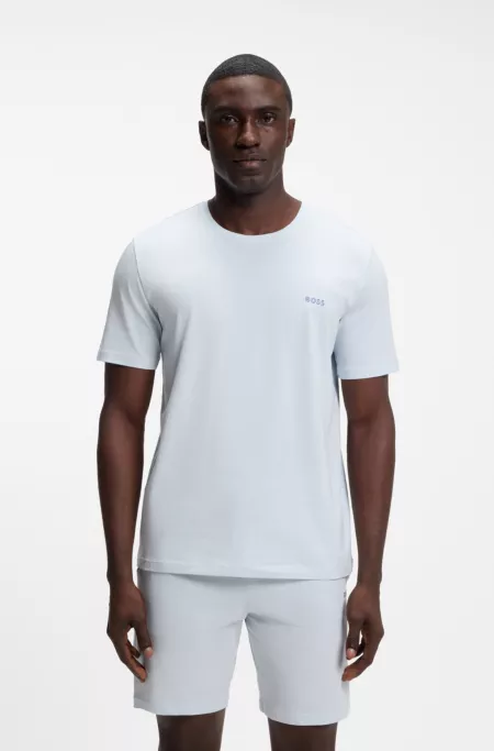 T-Shirt aus Stretch-Baumwolle mit Logo-Stickerei