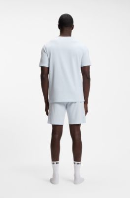 Camiseta de algod&oacute;n el&aacute;stico con logo bordado, Celeste