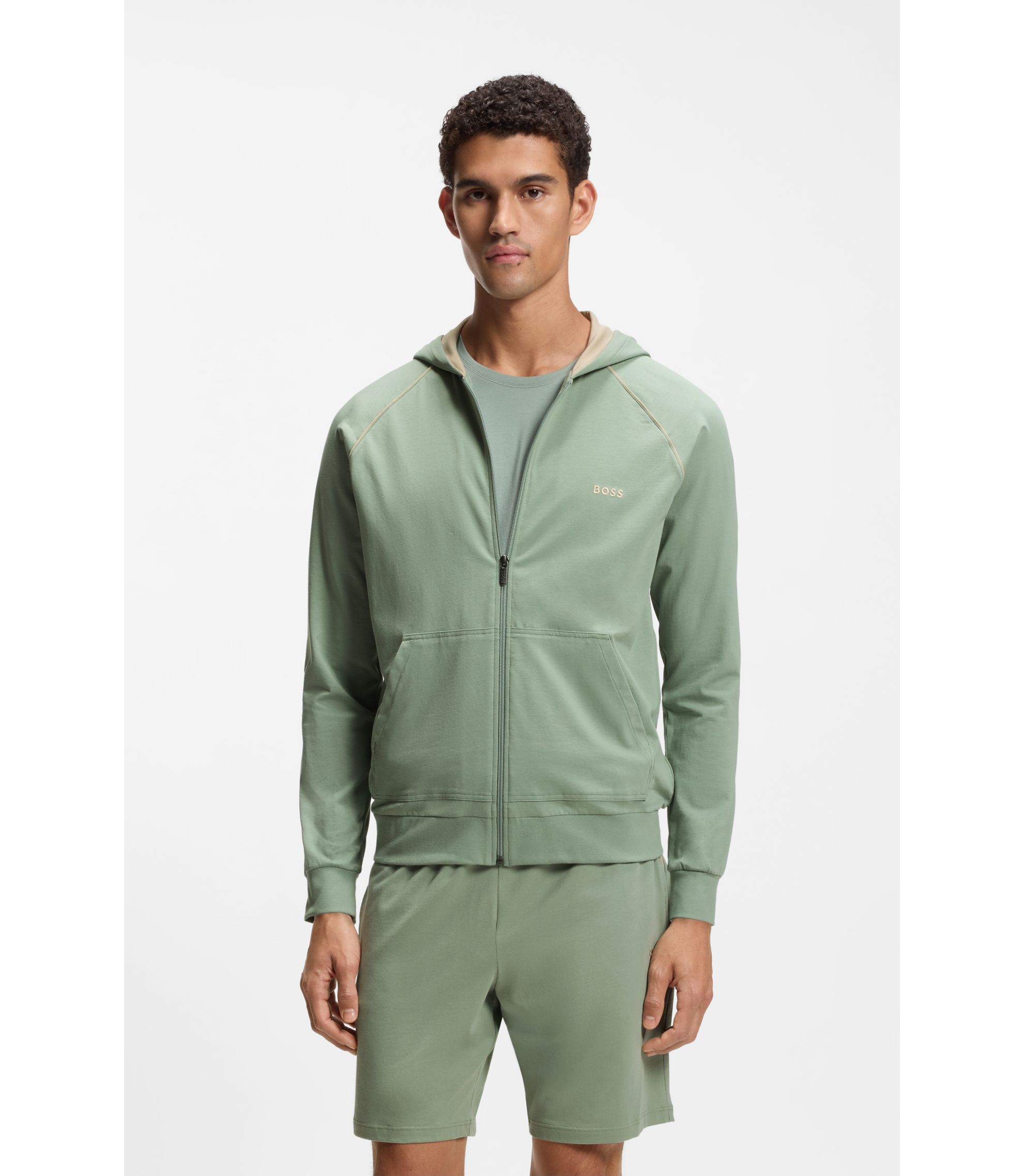 Hoodie aus Stretch-Baumwolle mit Reißverschluss