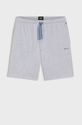 Stretch-cotton shorts with embroidered logo, Light Grey