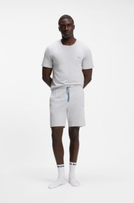 Stretch-cotton shorts with embroidered logo, Light Grey