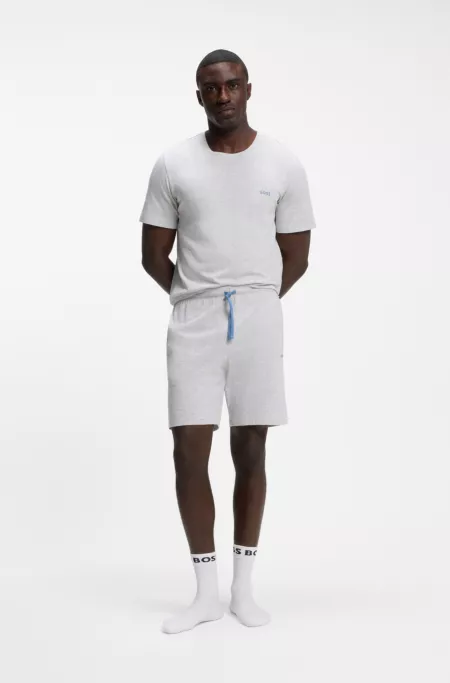 Short en coton stretch à logo brodé