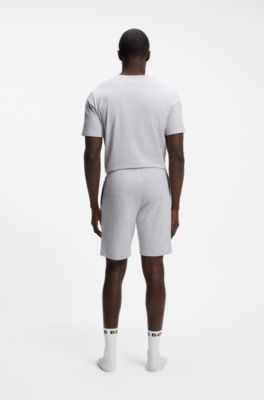 Stretch-cotton shorts with embroidered logo, Light Grey