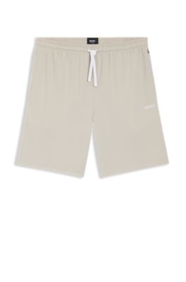 Shorts i bomullsstretch med broderad logga, Ljusgr&aring;