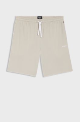 Stretch-cotton shorts with embroidered logo, Light Grey