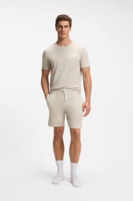 Short en coton stretch &agrave; logo brod&eacute;, Gris chin&eacute;