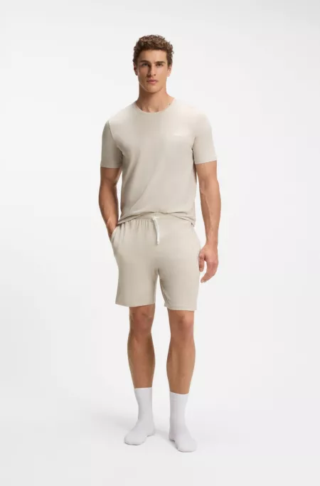 Stretch-cotton shorts with embroidered logo