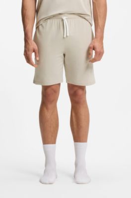 Logo-embroidered shorts in stretch cotton, Light Grey