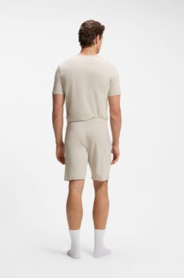 Short van stretchkatoen met logostiksel, Lichtgrijs