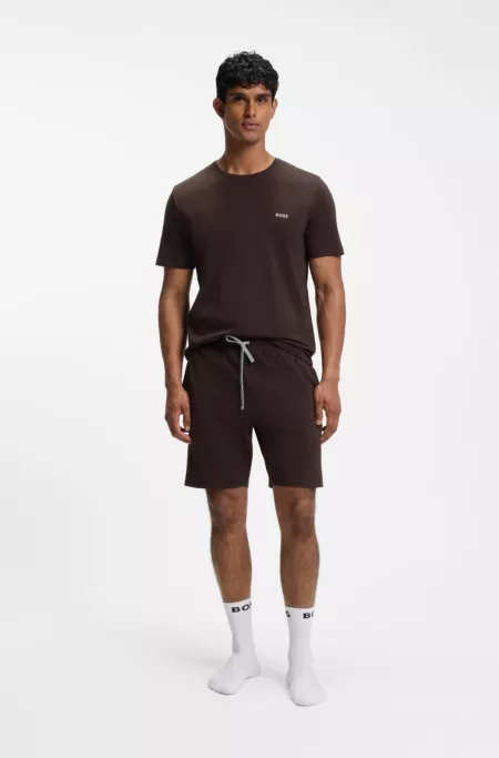 Short en coton stretch à logo brodé