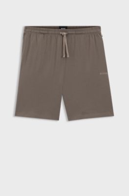 Logo-embroidered shorts in stretch cotton, Brown
