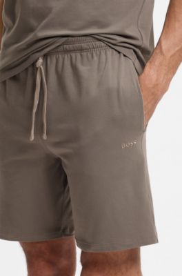 Shorts aus Stretch-Baumwolle mit aufgesticktem Logo, Braun