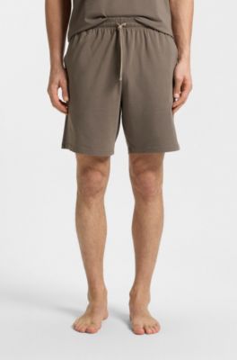 Stretch-cotton shorts with embroidered logo, Brown