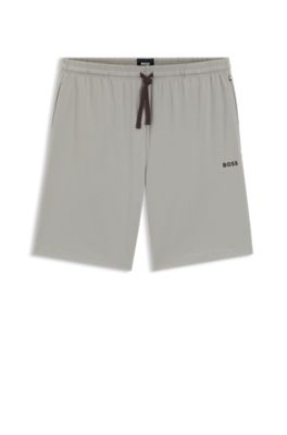 Stretch-cotton shorts with embroidered logo, Light Grey